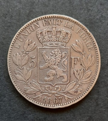 5 Francs 1867, Belgia - G 4398 foto