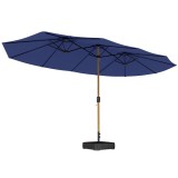 Outsunny Umbrelă Dublă de Grădină 4.7x2.8 m, Umbrelă de Exterior cu Manivelă, Bază Cruce, Saci de Nisip, Husă de Protecție, 12 Spițe, Anti-UV, pentru