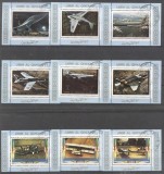 Umm al Qiwain 1973 Aviation, 9 perf. mini sheet, used T.198, Stampilat