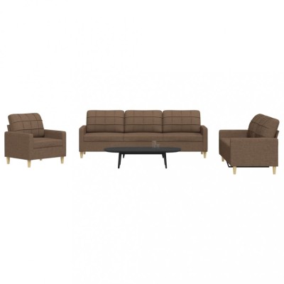 vidaXL Set de canapele, 3 piese, maro, textil foto