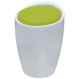 Cumpara ieftin Taburet, alb si verde, piele ecologica