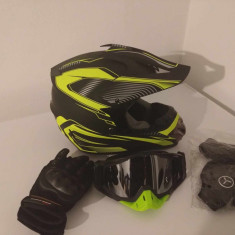 Casca moto/atv/enduro+Ochelari+Manusi+Cagula marime XL(61-62 cm)