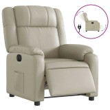 Cumpara ieftin Fotoliu rabatabil electric, crem, piele ecologica