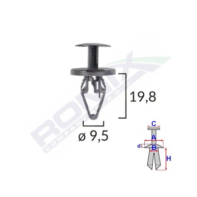 Clips Fixare Elemente Roata Pentru Opel 9.5X19.8Mm Negru Set 5 Buc 135073 C60644-RMX foto