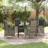 VidaXL Set de masă pentru grădină cu pernă 5 pcs Gri Rattan poli