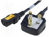 Cablu alimentare AC, 2m, 3 fire, culoare negru, BS 1363 (G) mufa, IEC C13 mama, SCHURTER - 6051.2008