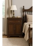 Comoda dormitor si living, VM1, Pal Melaminat, cu 2 usi, un sertar, cu elemente din MDF, Nuc