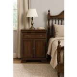 Comoda dormitor si living, VM1, Pal Melaminat, cu 2 usi, un sertar, cu elemente din MDF, Nuc