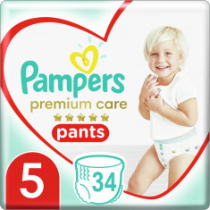 Pampers Premium Care Pants Junior Size 5 scutece de unică folosință tip chiloțel 12-17 kg 34 buc
