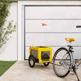 VidaXL Remorcă bicicletă animale companie galben/negru oxford/fier