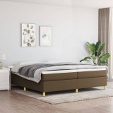 vidaXL Pat box spring cu saltea, maro &icirc;nchis, 200x200 cm, textil