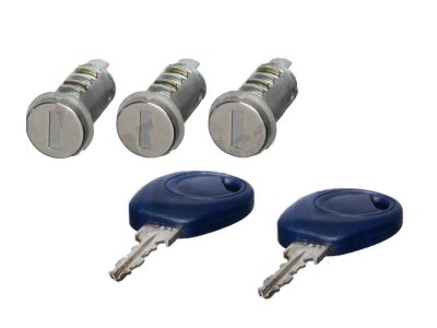Set yale inchidere Fiat Bravo/Brava (182), 95-10.01, Seicento (187), 02.98-11.2010, cu chei, cu 3 butuci blocare usa, stanga/dreapta, fata/spate, foto