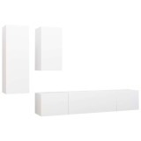 Cumpara ieftin Set dulapuri TV, 4 piese, alb, lemn prelucrat