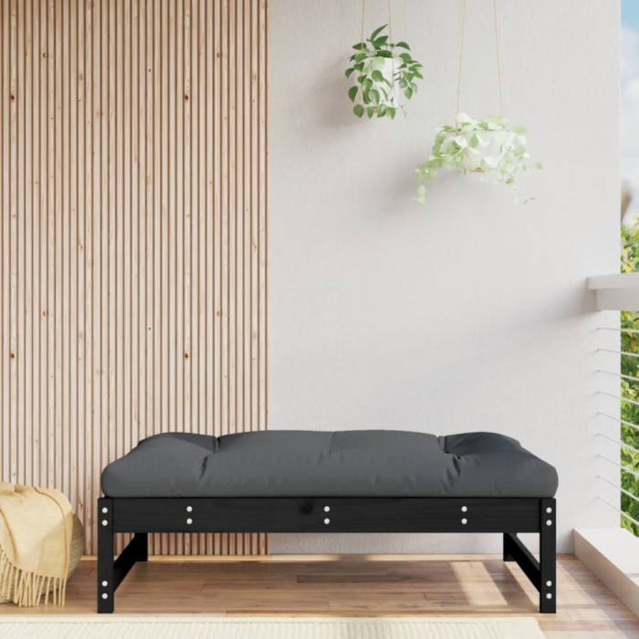 Gossi taburet de gradina, 120x80 cm, negru, lemn masiv de pin