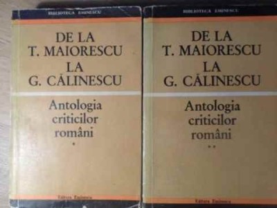ANTOLOGIA CRITICILOR ROMANI DE LA T. MAIORESCU LA G. CALINESCU VOL.1-2-EUGEN SIMION-227735 foto