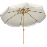 Outsunny Umbrelă Boho de &Oslash;2.7 m pentru Exterior cu Protecție UV30+, Manivelă Manuală și Acoperiș Dublu cu Franjuri Bej | Aosom Romania