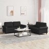 VidaXL Set de canapele cu perne, 2 piese, negru, piele ecologică 3202150