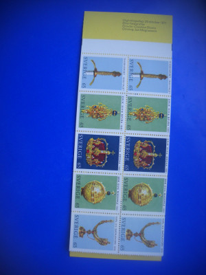 HOPCT TIMBRE SUEDIA MNH 1150 SEMNE REGALE -CARNET-10 VAL 1971-NESTAMPILAT foto