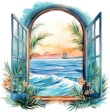 Cumpara ieftin Sticker decorativ Ocean, Albastru, 61 cm, 8302ST, Oem