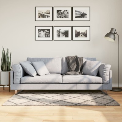 Covor pufos &amp;quot;PAMPLONA&amp;quot; cu fire &amp;icirc;nalte, bej/antracit, 80x150 cm foto