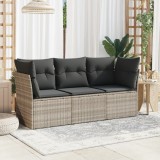 vidaXL Set canapele de grădină cu perne, 3 piese gri deschis poliratan 3217212