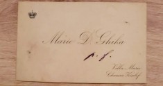 Carte de vizita printesa Maria D. Ghika / Vila Marie Kiselef foto