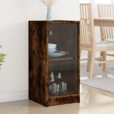 vidaXL Dulap lateral cu uși din sticlă, stejar fumuriu, 35x37x75,5 cm