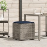 vidaXL Cutie de Stocare Gri și Bleumarin Ratan și Pernă din Material Textil