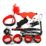 Set BDSM Pleasure Pack, 10 Piese, Negru/Rosu, Guilty Toys