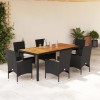 VidaXL Set mobilier grădină perne 7 piese negru poliratan/lemn acacia 3278667