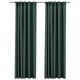 Cumpara ieftin Perdele opace aspect panza, carlige, 2 buc. verde, 140x225 cm
