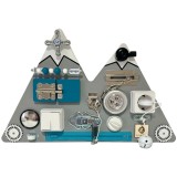Placa senzoriala busy board pentru copii, model Munte, 52x37 cm, culoare gri/albastru