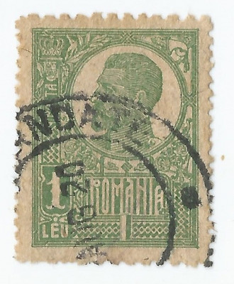 *Romania, LP 72c/1920-22, Ferdinand, uzuale, 1 leu pe hartie de razboi, oblit. foto