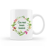 Cana alba personalizata &quot;Cea mai buna bunica&quot;, INOVATIX&reg;. 330ml, Oem