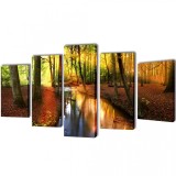 Cumpara ieftin Set tablouri de perete cu imprimeu pădure, 200 x 100 cm, vidaXL
