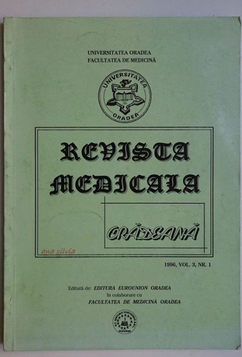 Revista Medicala Oradeana 1996 vol. 3 nr. 1* boala Mondor, insuficienta cardiaca copii, toxine bacteriene cu rol de superantigene, anhidraza carbonica