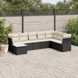 Gossi set mobilier de gradina cu perne, 8 piese, negru, poliratan