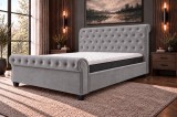Pat Silver 160x200 cm Tapitat Catifea, Culoare Taupe, cu Somiera Inclusa