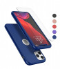 Husa de protectie 360' fata + spate + folie sticla Iphone 11 Pro Max, Alt material, Albastru, Auriu, Mov, Rosu, Roz