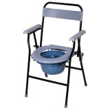 HOMCOM Scaun Toaletă Pliabil cu Găleată Detașabilă pentru V&acirc;rstnici și Persoane cu Dizabilități, Scaun WC, 52x50x75 cm, Negru | Aosom Romania