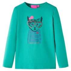 Tricou de copii cu m&acirc;neci lungi, verde aprins, 128