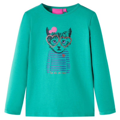Tricou de copii cu m&amp;acirc;neci lungi, verde aprins, 104 foto
