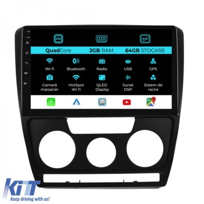 Navigatie Android Dedicata Skoda Octavia 2 (2004 - 2013), 10Inch, 2Gb Ram, 64Gb Stocare, Carplay Performance AutoTuning foto