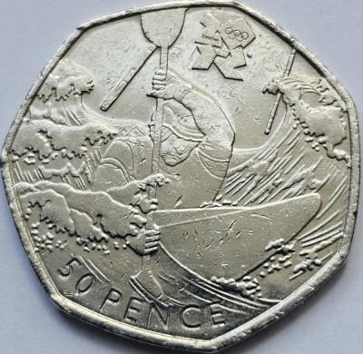 50 pence 2011 Marea Britanie, Canoeing, 2012 Summer Olympics, London, km#1182 foto