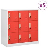Cumpara ieftin Dulapuri vestiar 5 buc. gri deschis și roșu 90x45x92,5 cm oțel