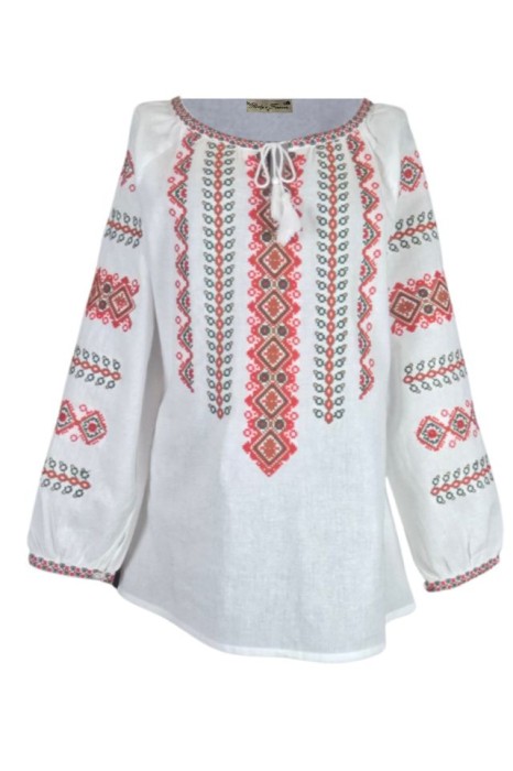 Bluza dama tip ie 124, alb/maro , marimea L