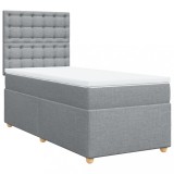 Cumpara ieftin Pat continental cu saltea, gri deschis, 80x200 cm, textil