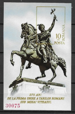 Romania 1974 - 375 ani prima Unire a Tarilor Romane, sub M V, colita, MNH, LP890 foto