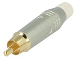 Conector RCA Tată Drept Gri Aurit pentru Lipire