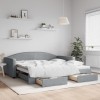 VidaXL Pat de zi cu extensie și sertare, gri deschis 100x200 cm textil 3197229